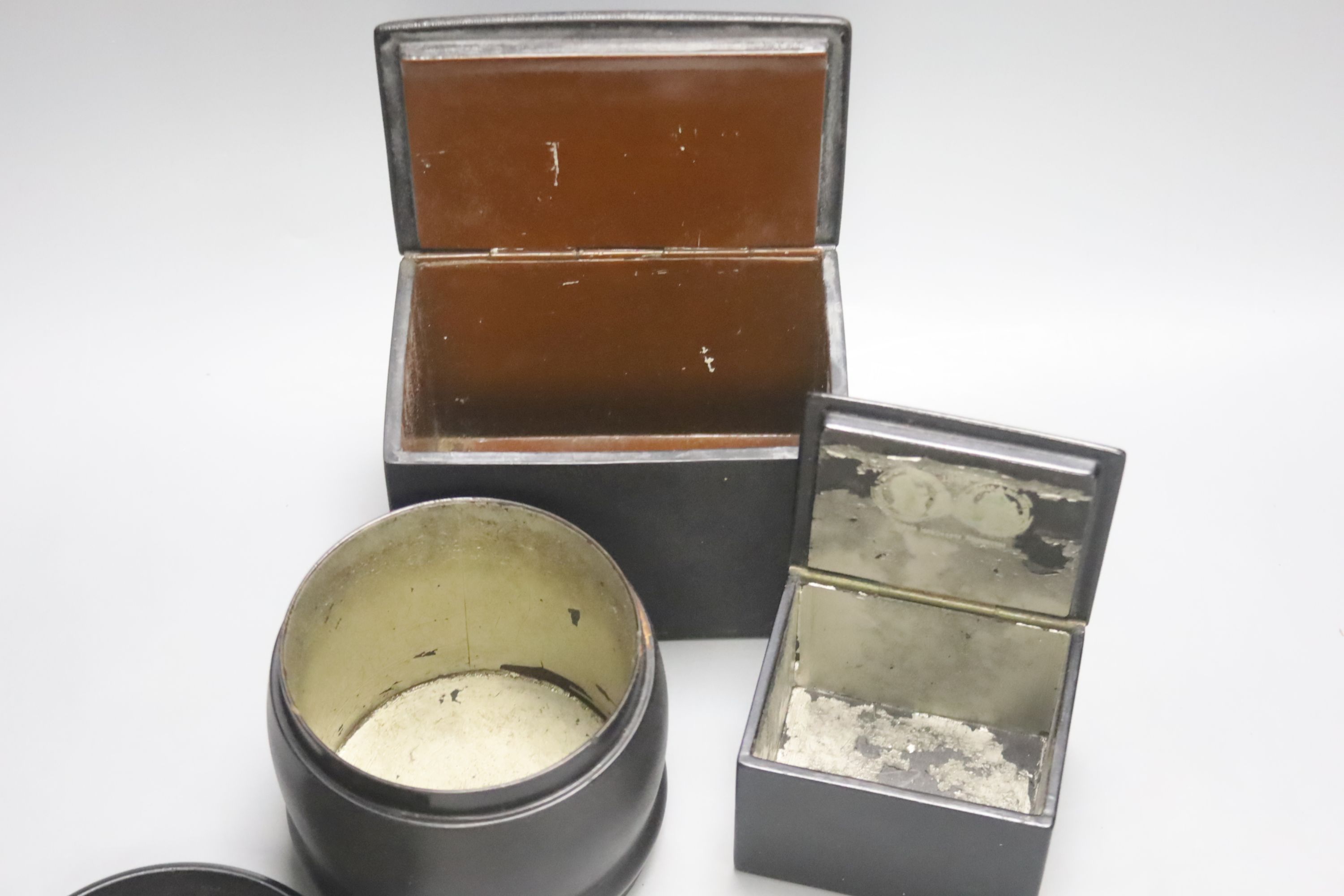 Five Russian painted papier mache boxes, 19th century and later, largest 15 x 10cm 10cm high